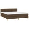 vidaXL Cama box spring con colch&oacute;n LED tela marr&oacute;n oscuro 180x200 cm