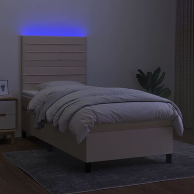 vidaXL Cama box spring colchón y luces LED tela crema 80x200 cm