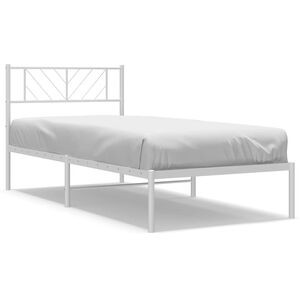 vidaXL Estructura cama sin colch&oacute;n con cabecero metal blanco 100x200cm