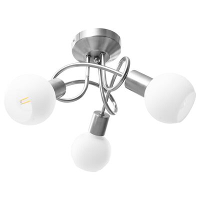 vidaXL Lámpara de techo pantallas cerámica bol blanco 3 bombillas E14