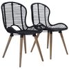vidaXL Sillas de comedor 2 unidades rat&aacute;n natural negro