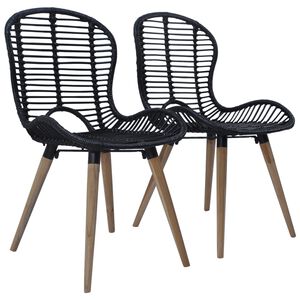 vidaXL Sillas de comedor 2 unidades rat&aacute;n natural negro