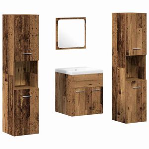 vidaXL Juego de muebles de ba&ntilde;o con estante 4 pcs Madera vieja
