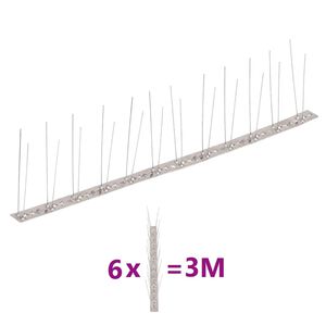vidaXL Set de 6 hileras pinchos contra pájaros y palomas 2 filas 3 m