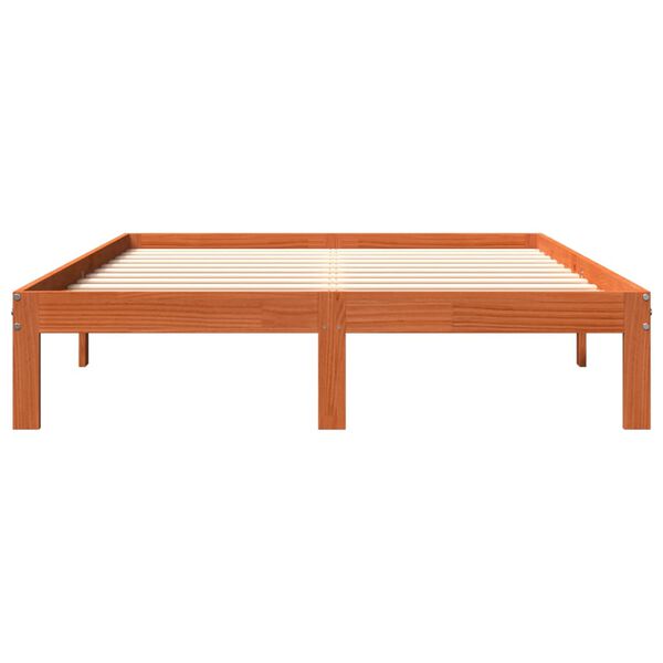 vidaXL Estructura de cama sin colch&oacute;n madera maciza marr&oacute;n 120x190 cm