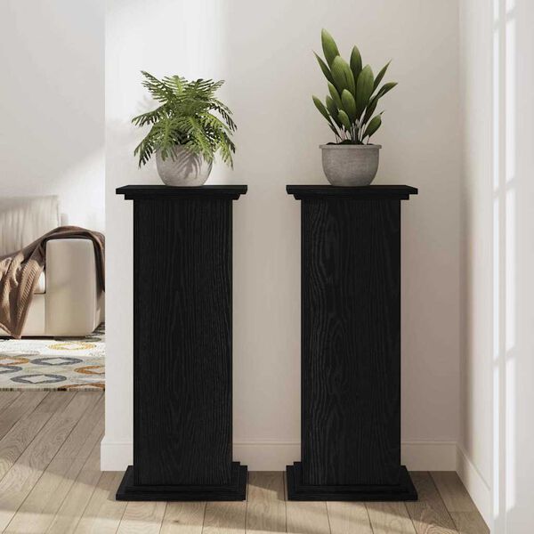 vidaXL Soporte de plantas Roble Negro 33 x 33 x 100 cm
