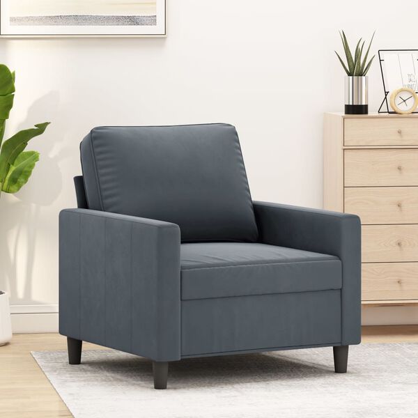 vidaXL Sillón de terciopelo gris oscuro 60 cm