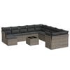 vidaXL Set de sof&aacute;s de jard&iacute;n 12 pzas con cojines rat&aacute;n sint&eacute;tico gris