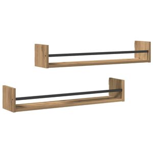 vidaXL Estante de pared 2 pcs Roble artesanal 80 x 16 x 14 cm
