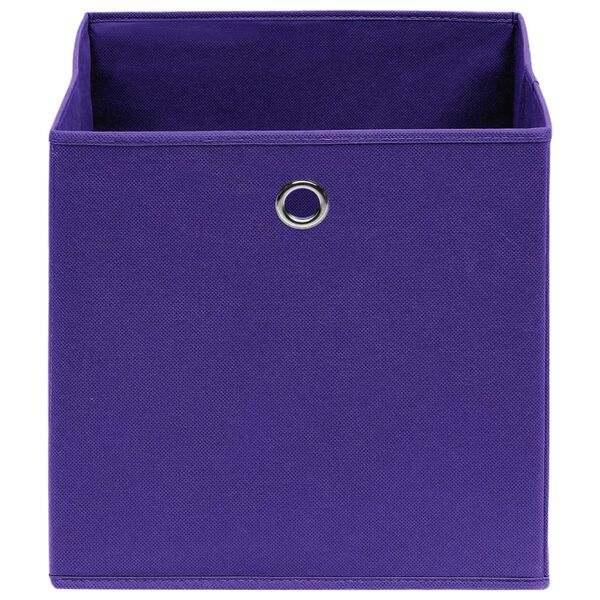 vidaXL Cajas de almacenaje 4 uds tela no tejida morado 28x28x28 cm