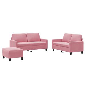 vidaXL Juego de sof&aacute;s con cojines 3 piezas terciopelo rosa