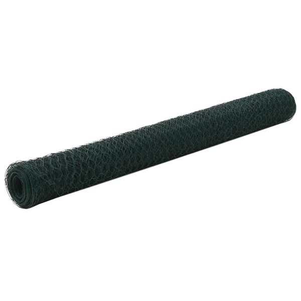 vidaXL Alambrada de gallinero acero revestimiento PVC verde 25x1,2 m