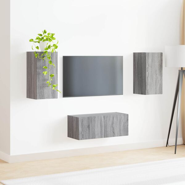 vidaXL Conjunto de mueble de TV 2 pcs Gris Sonoma Madera de ingenier&iacute;a