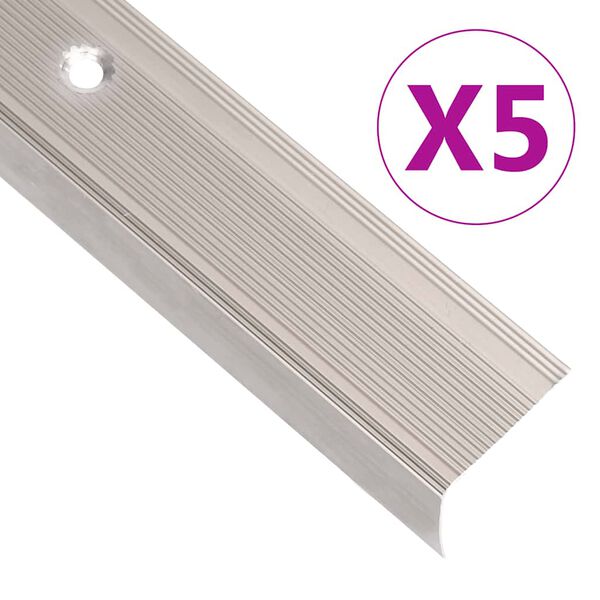 vidaXL Perfiles de pelda&ntilde;os forma de L 5 uds aluminio champ&aacute;n 90 cm