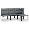 vidaXL Set de muebles de jard&iacute;n 4 piezas rat&aacute;n sint&eacute;tico negro y gris