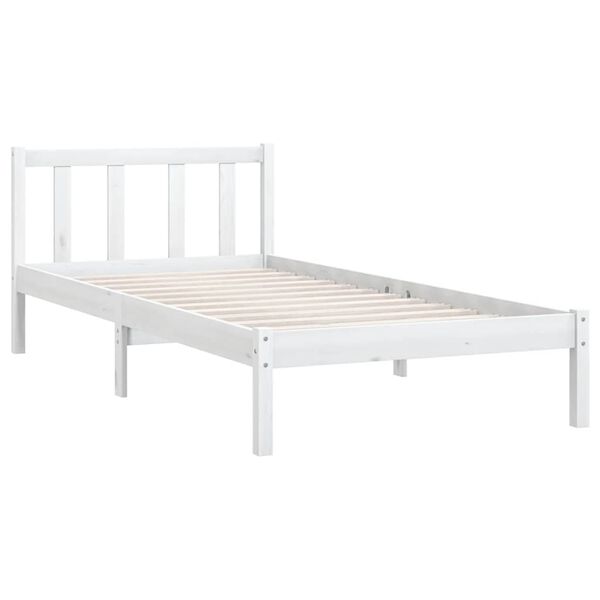 vidaXL Estructura de cama sin colch&oacute;n madera maciza blanco 100x200 cm