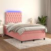 vidaXL Cama box spring con colch&oacute;n y LED terciopelo rosa 120x190 cm