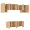 vidaXL Muebles de TV de pared 6 pzas madera de ingenier&iacute;a roble Sonoma