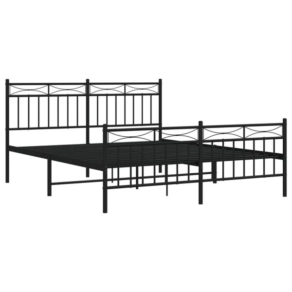 vidaXL Estructura cama sin colch&oacute;n con estribo metal negro 160x200 cm