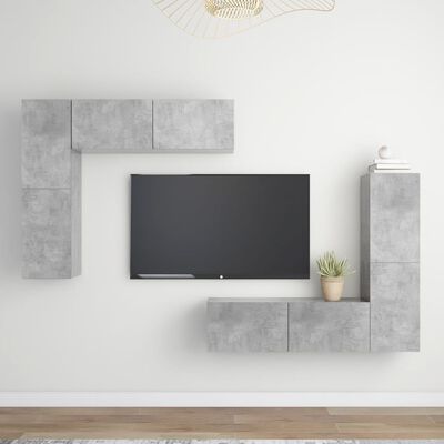 vidaXL Set muebles de salón TV 4 pzas madera ingeniería gris hormigón
