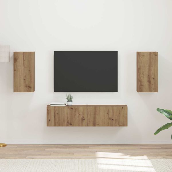 vidaXL Conjunto de mueble de TV 4 pcs Roble artesanal