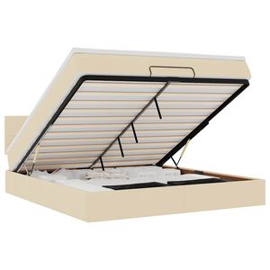 vidaXL Estructura de cama otomana con colch&oacute;n tela crema 160x200cm