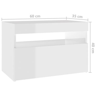 vidaXL Mueble de TV con luces LED blanco brillante 60x35x40 cm