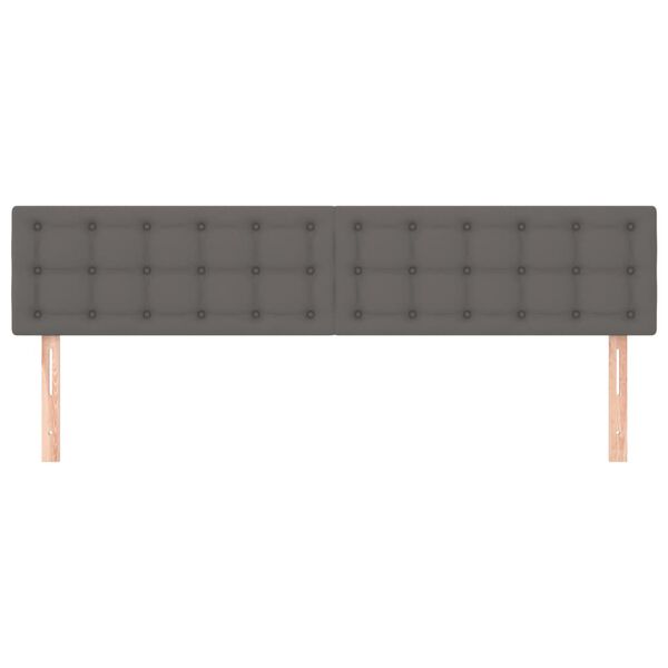 vidaXL Cabeceros 2 unidades de cuero sint&eacute;tico gris 90x5x78/88cm