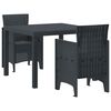 vidaXL Conjunto de Comedor de Jard&iacute;n 3 pcs Antracita Polipropileno