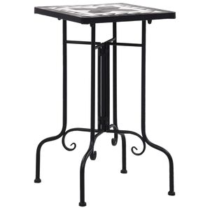 vidaXL Mesa auxiliar de mosaico cer&aacute;mica negro y blanco
