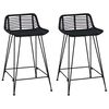 vidaXL Taburete de bar 2 uds. Negro 44 x 45 x 76 cm Rat&aacute;n y acero