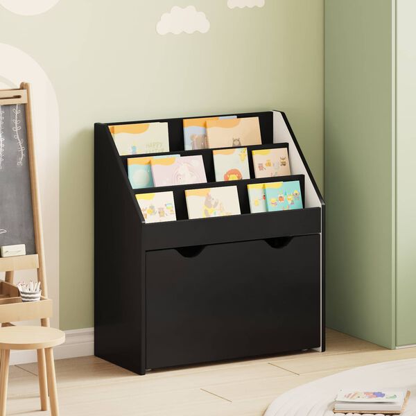 vidaXL Estanter&iacute;a para Ni&ntilde;os con caj&oacute;n Negro 60 x 29,5 x 69 cm