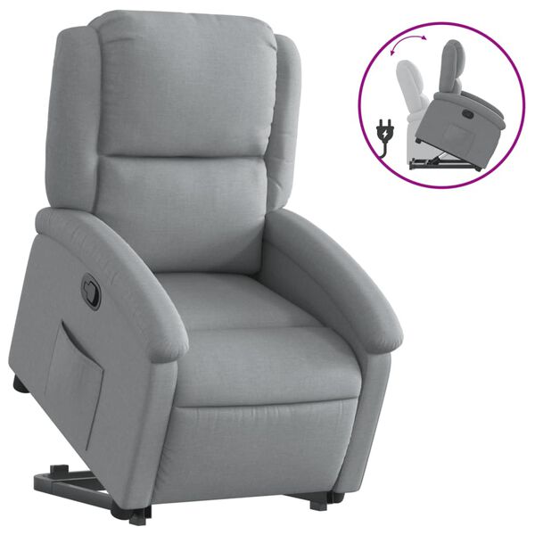 vidaXL Sill&oacute;n reclinable elevable de tela gris claro