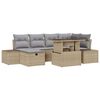 vidaXL Conjunto de sof&aacute; de jard&iacute;n 7 uds. Beige rat&aacute;n sint&eacute;tico