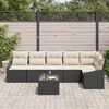 vidaXL Conjunto de sof&aacute; de jard&iacute;n 7 pcs Negro Polirat&aacute;n