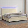 vidaXL Cama box spring colch&oacute;n y LED cuero sint&eacute;tico crema 200x200 cm