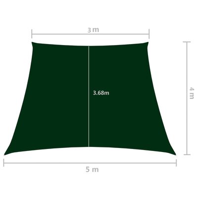 vidaXL Toldo de vela trapezoidal de tela oxford verde oscuro 3/5x4 m