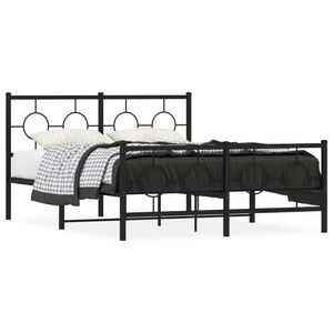 vidaXL Estructura cama sin colch&oacute;n con estribo metal negro 135x190 cm