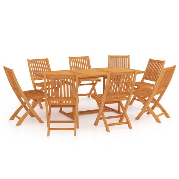 vidaXL Conjunto de comedor de jard&iacute;n 9 piezas madera maciza de teca