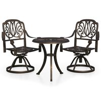 vidaXL Mesa y sillas de bistró 3 piezas aluminio fundido color bronce