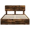 vidaXL Cama con almacenamiento con cabecera Roble ahumado 160 x 200 cm