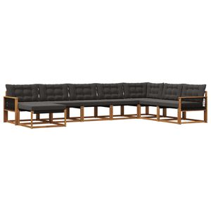 vidaXL Conjunto de sof&aacute;s de exterior 8 uds. Natural y negro