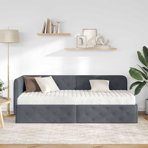 vidaXL Estructura de cama en esquina Gris oscuro 80 x 200 cm