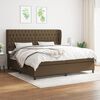 vidaXL Cama box spring con colch&oacute;n tela marr&oacute;n oscuro 200x200 cm