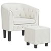 vidaXL Sill&oacute;n con taburete cuero sint&eacute;tico blanco
