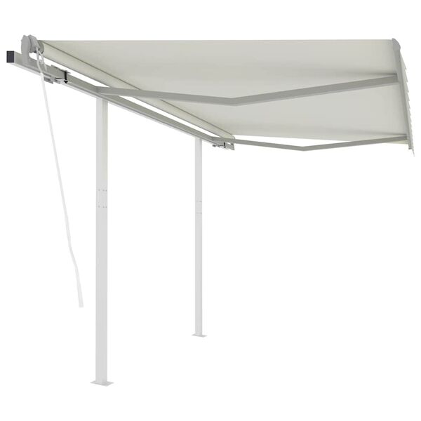 vidaXL Toldo retr&aacute;ctil autom&aacute;tico con postes crema 3x2,5 m