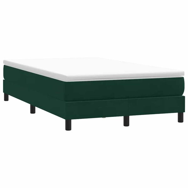 vidaXL Cama box spring sin colch&oacute;n terciopelo verde oscuro 120x210 cm