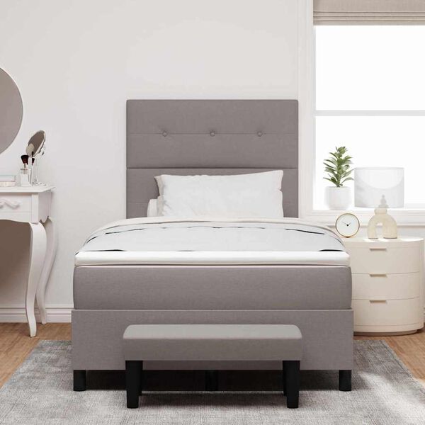 vidaXL Cama tipo Box Spring con colch&oacute;n Taup&eacute; 120 x 190 cm tela