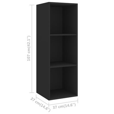 vidaXL Mueble de pared para TV madera contrachapada negro 37x37x107 cm