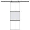 vidaXL Puerta corredera set herrajes vidrio templado aluminio 76x205cm